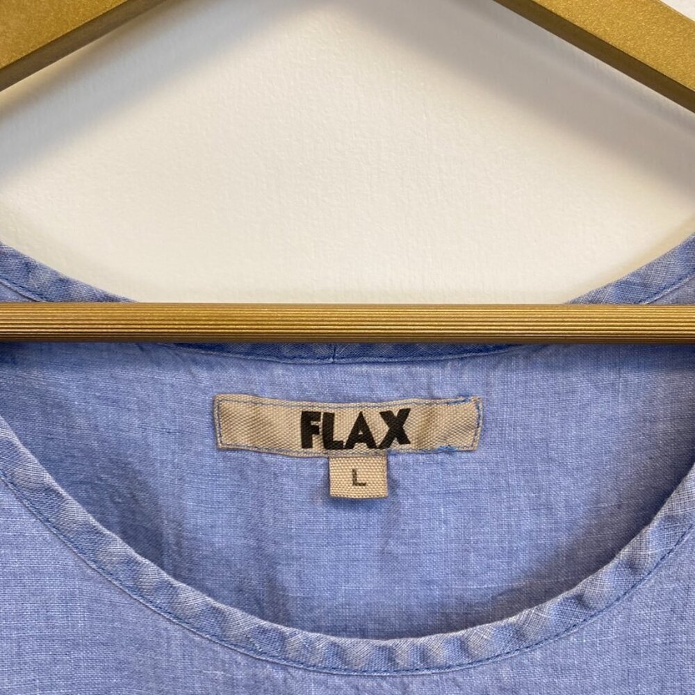 Flax 100% Linen Blue Sleeveless Top - Picture 5 of 11